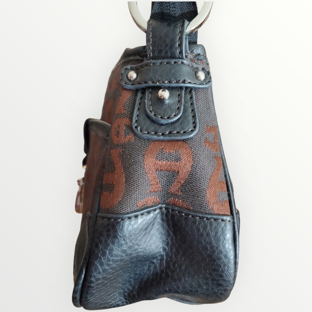 Etiene Aigner Brown Leather & Canvas with Signature Logo shoulder bag - Picture 6 of 11